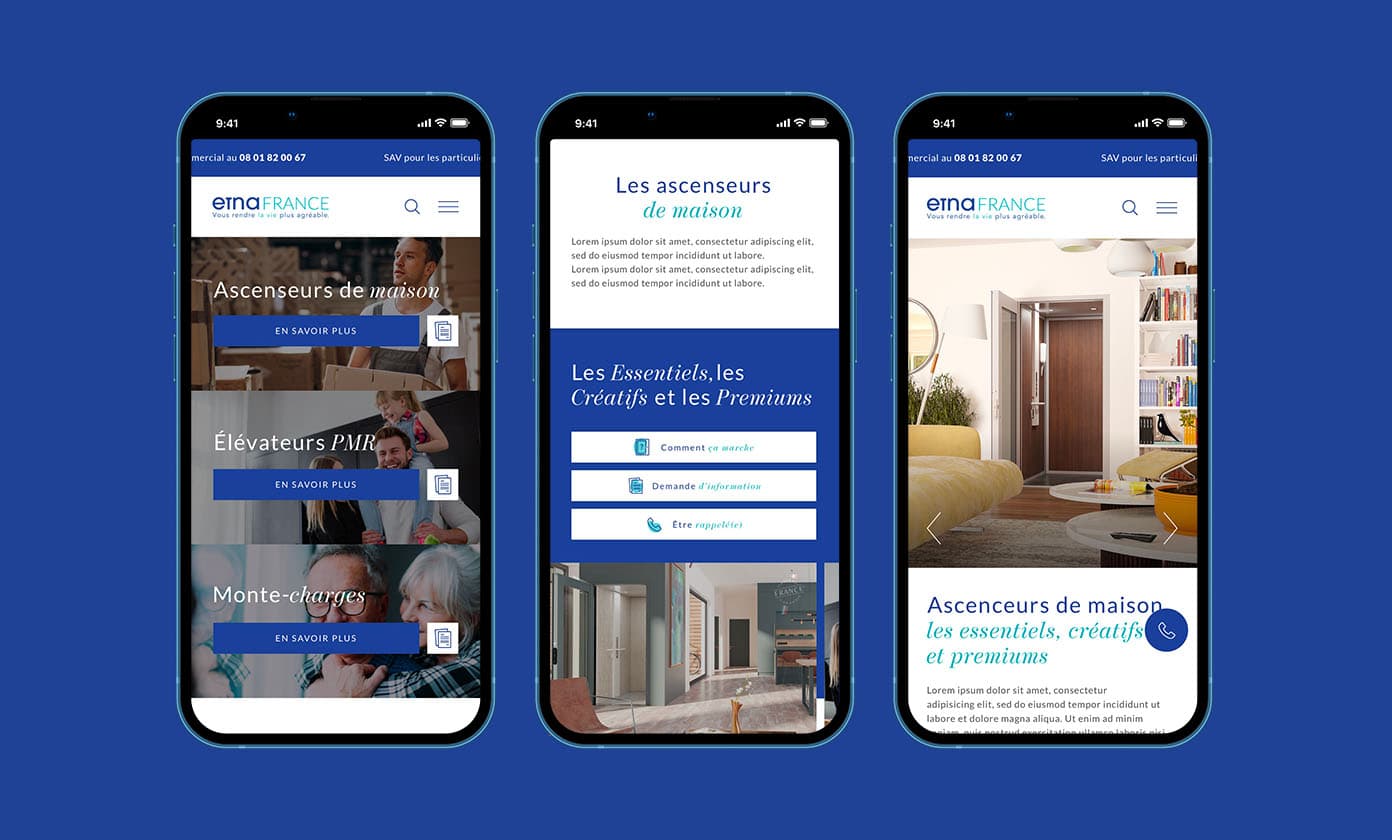 Écrans mobile Site web WordPress Etna France
