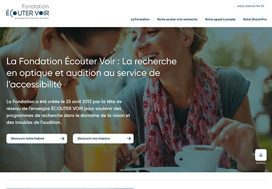 Hero header du site web WordPress Ecouter Voir